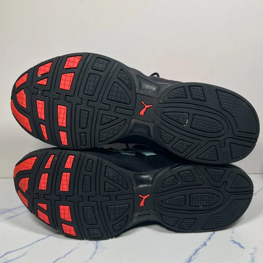 Puma Black Sneakers with Coral Lining and Mint Accents